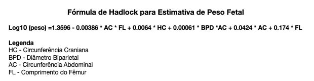 Fórmula Hadlock Peso Fetal